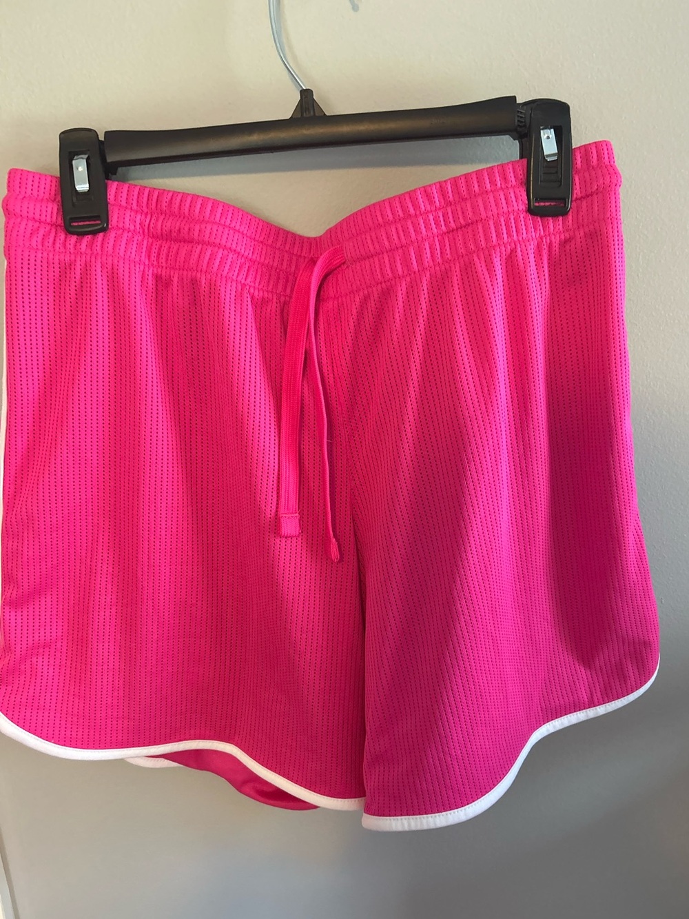 Athletic Works Bright Pink Mesh Athletic Shorts with White Trim